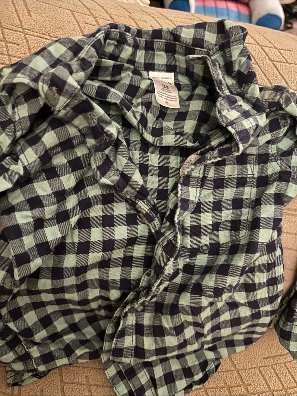Carter's Green and Black Plaid Button-Down Shirt